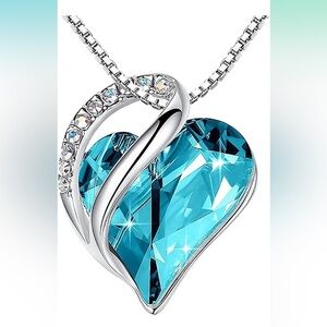 Aqua heart pendant necklace